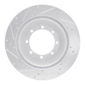 Ford E-350 Super Duty Brake Rotor (1) - Rear Right - R1 Concepts - Drilled & Slotted - Silver - `99-`07